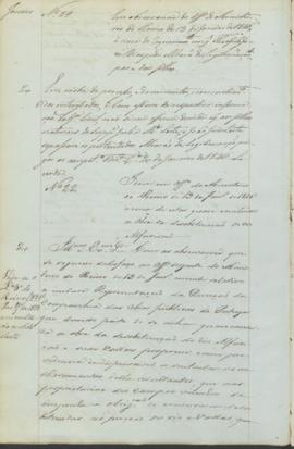 "Idem em officio do Ministerio do Reino de 13 de Janeiro de 1846 acerca de estar quase concl...