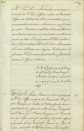 "Ao Ministro da Justiça ácerca do Delegado na 4.ª Vara, José Maria Eugenio d'Almeida, não as...
