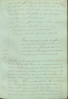 "Em cumprimento do officio de 11 de Junho de 1856 - relativamente a duvidas que o Governador...