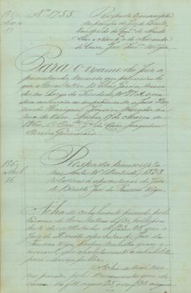 "Resposta transcripta nos autos nº 4606 (d'entrada 1823) relativos á aposentação do Juiz de ...