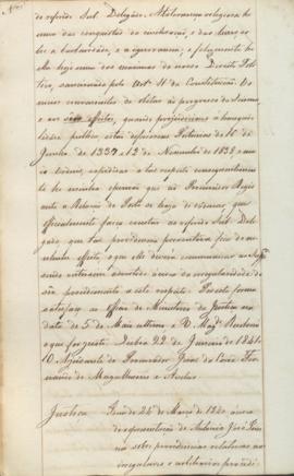 "Idem de 24 de Março de 1840 ácerca de representação de Antonio José Imenes sobre providenci...