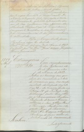 "Estrangeiros. Em cumprimento das Portarias de 10 de Fevereiro, e 30 de Março de 1859. Sobre...