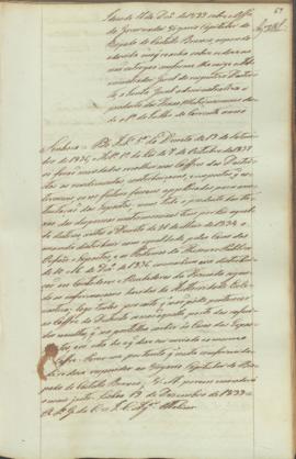 "Idem de 11 de Dezembro de 1839 sobre o Officio do Governador Vigario Capitular do Bispado d...