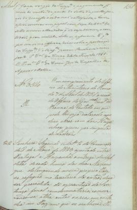 "Em cumprimento do Officio do Ministerio do Reino de 7 de Abril de 1851 á cerca do Officio d...