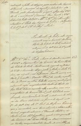 "Idem ao Ministro da Justiça sobre requerimento em que os Escrivães dos Juizos Eleitos da Ci...