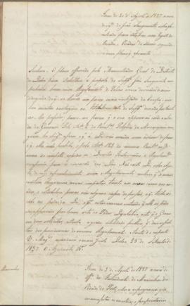 "Idem de 30 d'Agosto de 1837 acerca do requerimento de João Sanguinnetti sobre faculdade par...