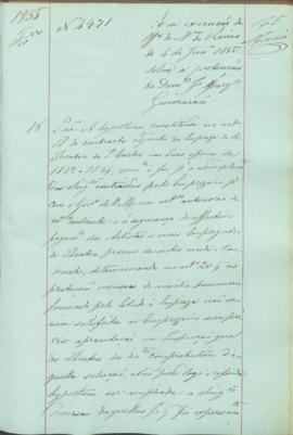 "Em execução do Officio do Ministerio do Reino de 4 de Janeiro 1855 sobre a pretenção de Dom...