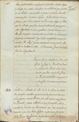 "Idem de 20 de Outubro de 1840 sobre officio do Juiz de Direito da Comarca exterior de Lisbo...
