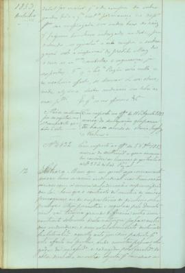 "Em resposta ao officio de 5 d'Outubro 1853 acerca da  authoridade a quem incumba conceder a...