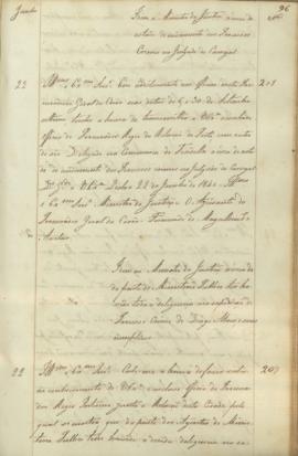 "Idem ao Ministro da Justiça ácerca de da parte do Ministerio Publico ter havido toda a deli...