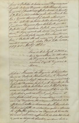 "Idem de 1 de Agosto de 1838 sobre a representação dos Moradores da Freguesia da Camacha, co...