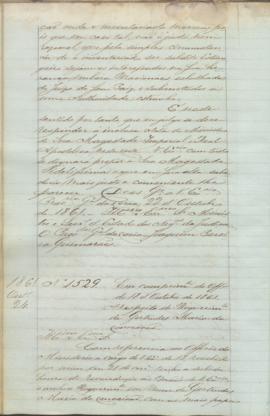 "Em cumprimento do officio de 18 de Outubro de 1861. A respeito do Requerimento de Gertrudes...