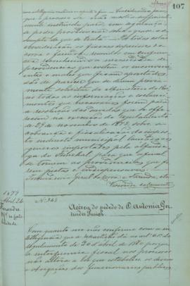 "Acêrca do pededo [i. é pedido]  de D. Antonia Gertrudes Pusich"