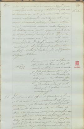 "Em cumprimento do officio do Ministerio do Reino de 11 de Dezembro de 1846, á cerca do emba...