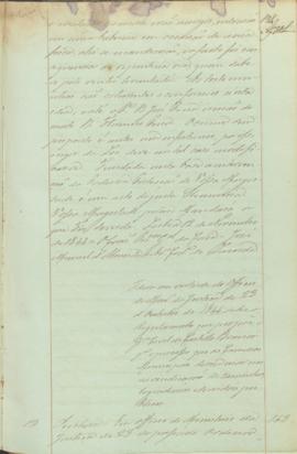 "Idem em virtude do officio do Ministerio da Justiça de 23 d'Outubro de 1844, sobre o Regula...