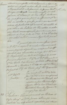 "[Parecer] em cumprimento da Portaria de 31 de Janeiro de 1851 acerca da informação da Presi...