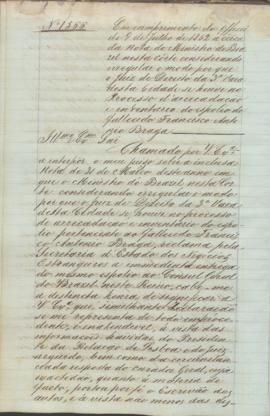 "Em cumprimento do officio de 9 de Julho de 1862 ácêrca da nota do Ministro do Brazil nesta ...