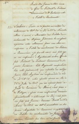 "Idem de 4 de Janeiro de 1840 ácerca de officio do Presidente do Tribunal Commercial de 2ª I...