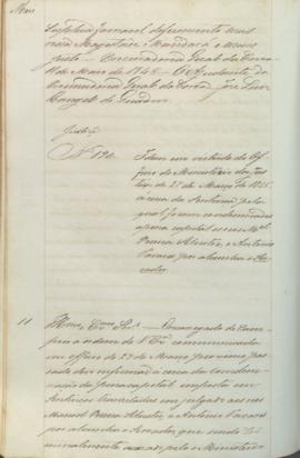"Idem em virtude do Officio do Ministerio da Justiça de 27 de Março de 1846 ácerca da Senten...