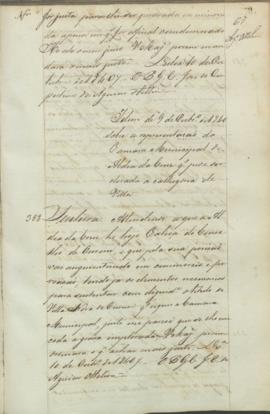 "Idem de 9 de Outubro de 1840 sobre a representação da Camara Municipal de Aldea da Cruz que...