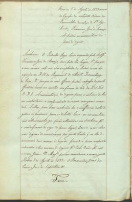"Idem de 5 de Agosto de 1838 acerca do Egresso da extincta Ordem dos Carmelitas descalços de...