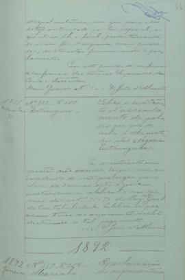 "Reclamação do representante da 'Companhia Brazilian Submarine Telegraph Limited' contra a c...