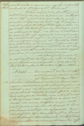 "Em cumprimento da Portaria de 15 d'Abril de 1854 acerca da captura do Subdito Hespanhol D. ...