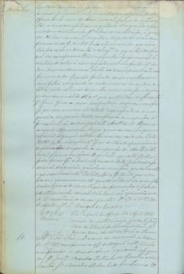 "Em resposta ao officio de 10 d'Agosto 1851 acerca da authorisação pedida por Joaquim Mendes...