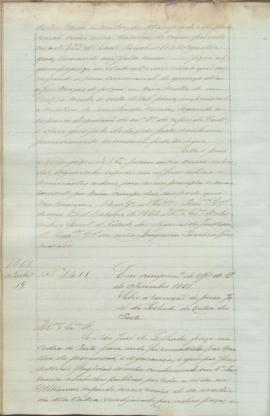 "Em cumprimento do officio de 18 de Novembro 1861. Sobre a remoção do preso José do Telhado ...