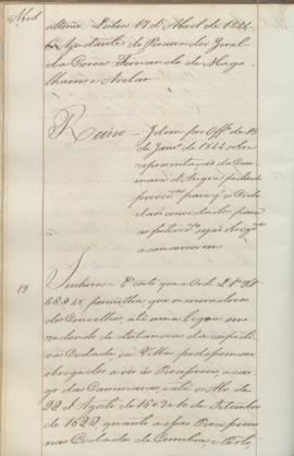 "Idem por Officio de 13 de Janeiro de 1844 sobre representação da Cammara d'Angra pedindo pr...