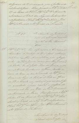 "Ao Ministro da Justiça á cerca da execução da pena capital do Réo Manoel Pires"