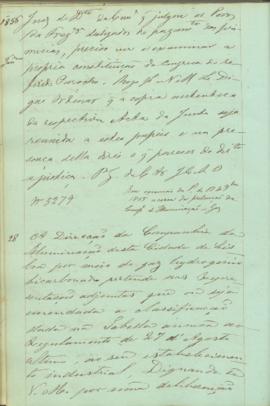 "Em execução da Portaria de 17 de Novembro 1855 acerca da pretenção da Companhia de Illumina...