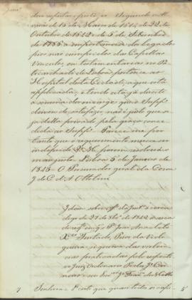 "Idem sobre officio da Justiça á cerca digo de 27 de Outubro de 1842 á cerca de requerimento...