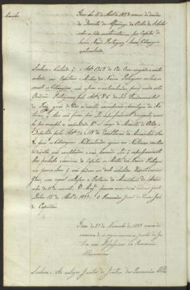 " [Officio de informação e parecer em virtude de Portaria] de  27 de Novembro de 1838 acerca...