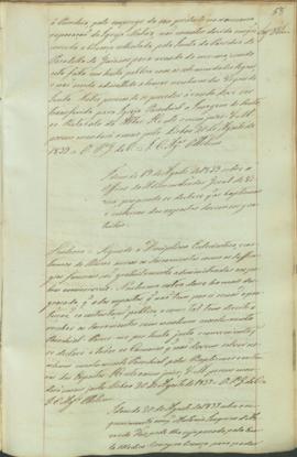 "Idem de 20 de Agosto de 1839 sobre o requerimento em que Antonio Joaquim d'Azevedo Feio, pe...