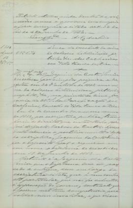 "Acerca da descoberta da mina de calcário betuminoso, petróleo etc. das Cachoeiras em Vila F...