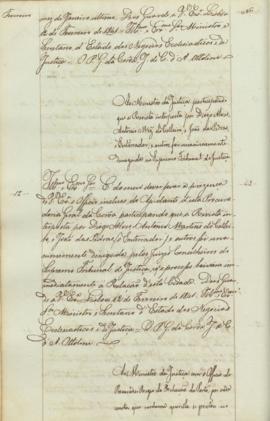 "Ao Ministro da Justiça participando que a Revista interposta por Diogo Alves, Antonio Marti...