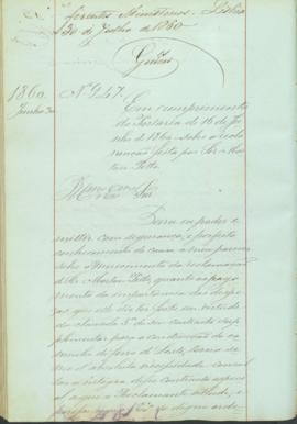 "Em cumprimento da Portaria de 16 de Junho de 1860 - sobre a reclamação feita por Sir Morton...