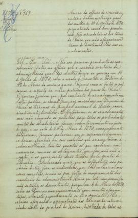 "Ácerca do officio do escrivão secretario d'administração geral das mattas de 15 de julho de...