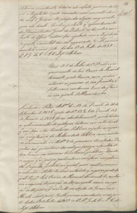 "Idem de 2 de Julho de 1839 sobre o requerimento de José Ozorio de Amaral Sarmento, pede lic...