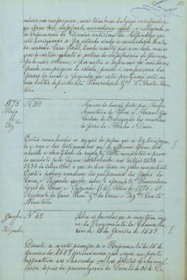 "Sobre as duvidas que se suscitam ácerca do Regimento da Chancellaria de 15 de janeiro de 15...
