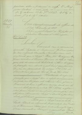"Em cumprimento do officio de 17 de Setembro de 1857. Sobre a jubilação do Professor d'Ensin...