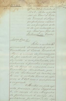"Em cumprimento do officio de 22 de Outubro de 1862 - Sobre uma pretensão do Conselheiro d'E...