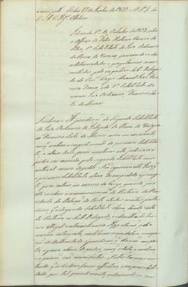 "Idem do 1º de Outubro de 1838 sobre o Officio de Felix Antonio Pereiro da Silva, 1º Substit...