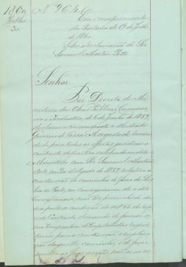 "Em cumprimento da Portaria de 19 de Julho de 1860 - sobre a reclamação feita por Sir Samuel...