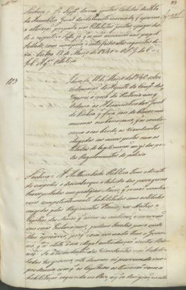 "Idem de 11 de Março de 1840 sobre reclamação do Agente da Companhia dos Vapores á cerca da ...