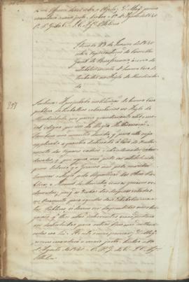 "Idem de 29 de Janeiro de 1840 sobre representação do Conselho Geral de Beneficencia, ácerca...