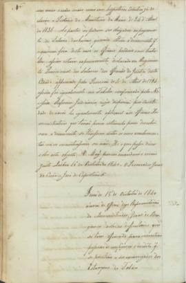 "Idem de 15 de Outubro de 1840 ácerca de officio digo Representação do Administrador Geral d...