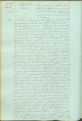"Em resposta ao officio de 8 de Abril de 1854 acerca do requerimento de Abrahão Abdharam que...