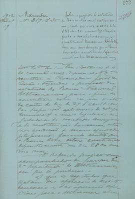 "Sobre o projeto de estatutos do Banco Nacional Ultramarino tendo em vista a carta de lei de...